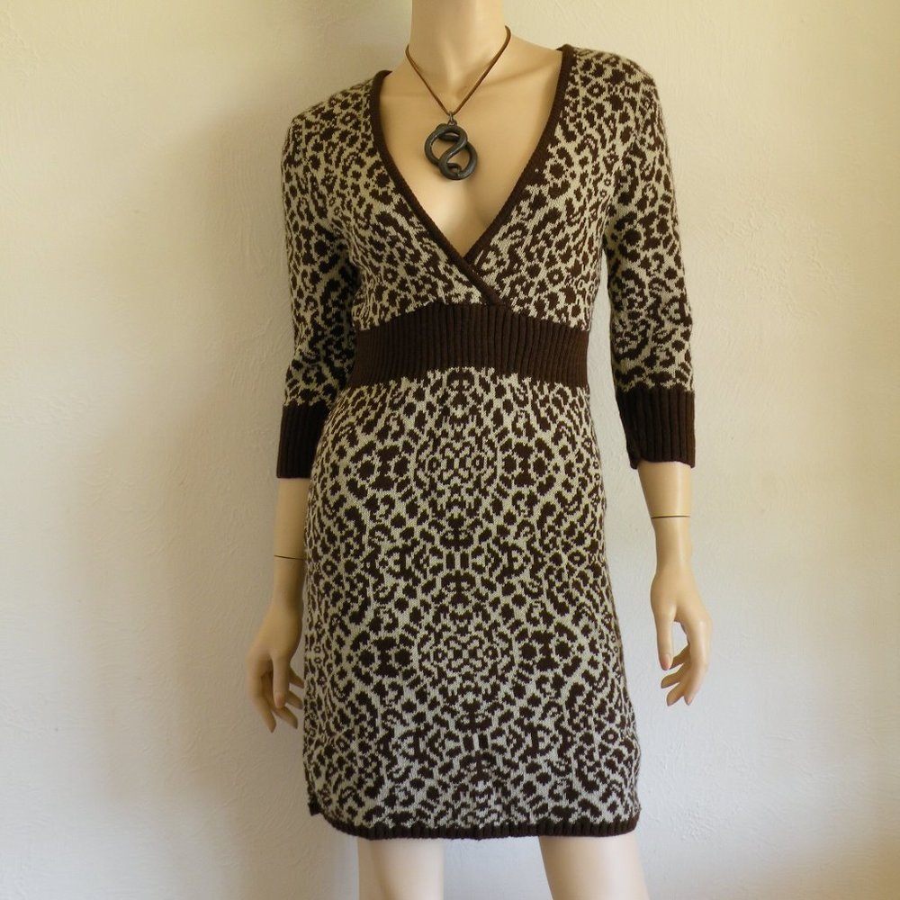 🇺🇸 Vintage Animal Print Cheetah Sweater Dress SM